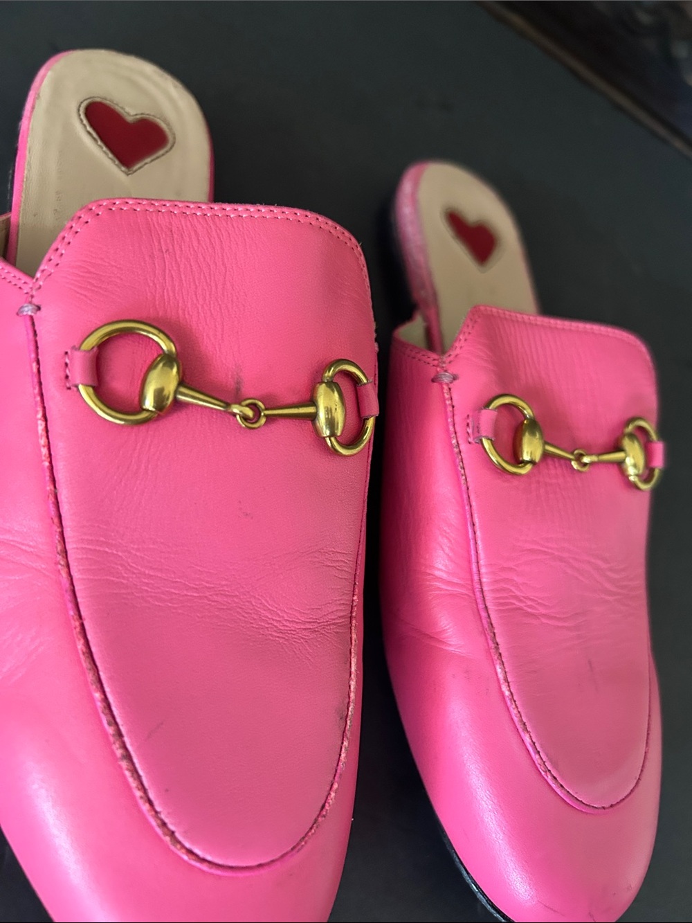 Pink Women's Slip-On Loafers with Gold Bit Hardware - Picture 13 of 17